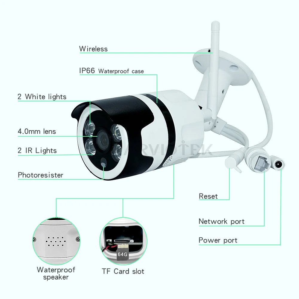 1080P felbontású IP Kamera WiFi P2P Vízálló Videó Megfigyelő Mini HD Kamera éjjellátó CCTV Kamera Kültéri Biztonsági ipcam wifi