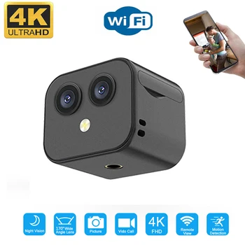4K HD Kettős Lencse Wifi Kamera 170° Széles Szög a Szabadban Sport Micro Kamera éjjellátó Haza Biztonsági Autó Vezetési Felvevők