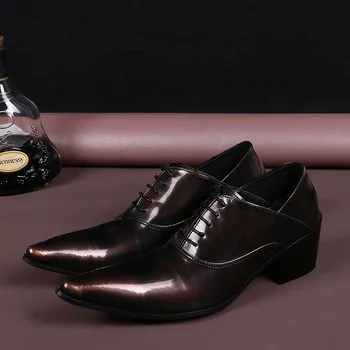 Choudory Divat barna barna / fekete/barna férfi ruha cipő lakások valódi bőr esküvői cipő férfi oxford cipő cipő