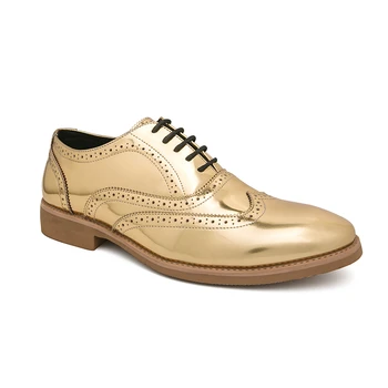Arany Oxford Cipő Csipke Ruha, cipő Blokk Hivatalos cipő Fél Üzleti Bőr Cipő