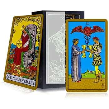 Tarot Kártya, Klasszikus Tarot Kártya Kezdőknek Olvasás Jóslás Eszköz, 78PCS Fekete Tarot Kártya Pakli , jós Kártyák