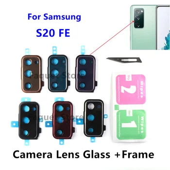 Samsung Galaxy S20 FE S20fe 4G 5G Vissza a Kamera Lencséje Üveg Keret, Öntapadó Matrica Csere Alkatrészek
