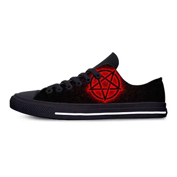 Pentagram Ötágú Sátán Sátáni Sátánizmus Gótikus Alkalmi Ruhát, Cipőt Alacsony Top Könnyű, Légáteresztő 3D Nyomtatás Férfiak, Nők, Cipők