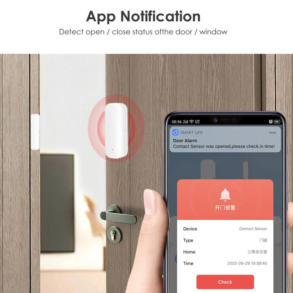 AUBESS Tuya WiFi Smart Ajtó Érzékelő Ajtót Zárva Érzékelők Védelem Riasztó Rendszer Intelligens Élet APP Ellenőrzési Smart Home Security