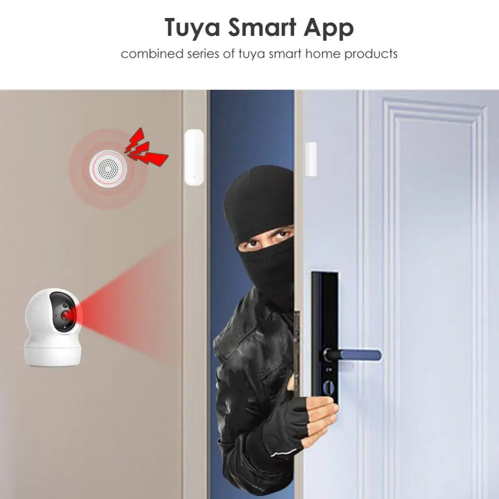 AUBESS Tuya WiFi Smart Ajtó Érzékelő Ajtót Zárva Érzékelők Védelem Riasztó Rendszer Intelligens Élet APP Ellenőrzési Smart Home Security