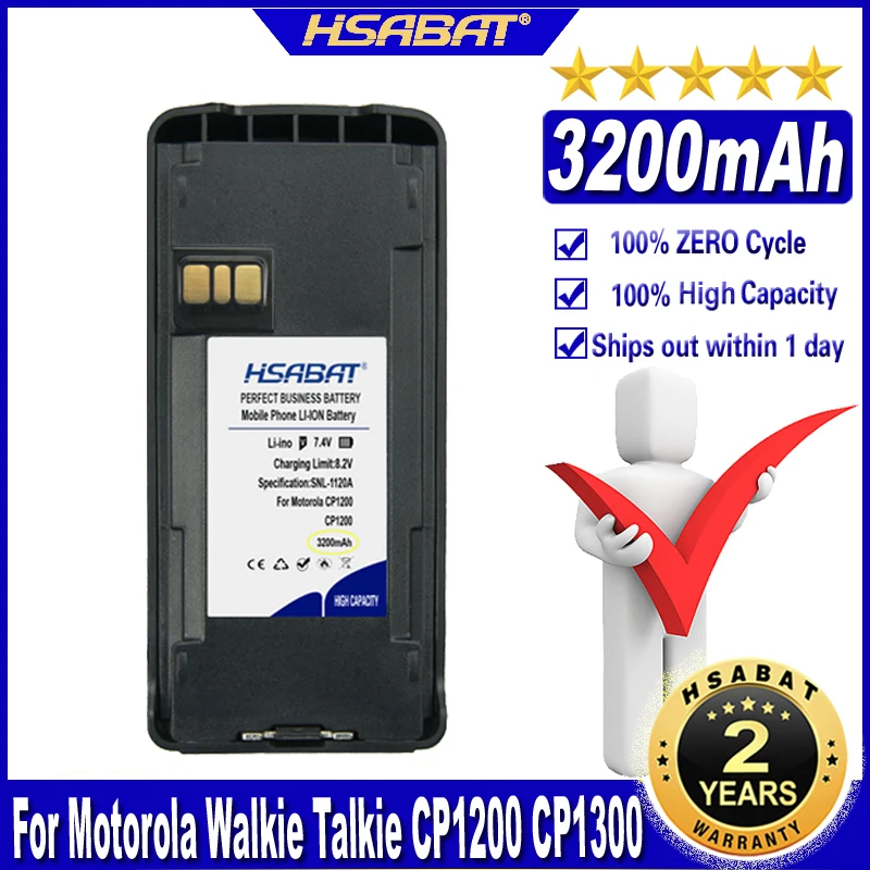 HSABAT CP1200 CP1300 3200mAh Akkumulátor Motorola Walkie Talkie CP1200 CP1300 CP1600 EP350 CP185 Rádió Akkumulátorok