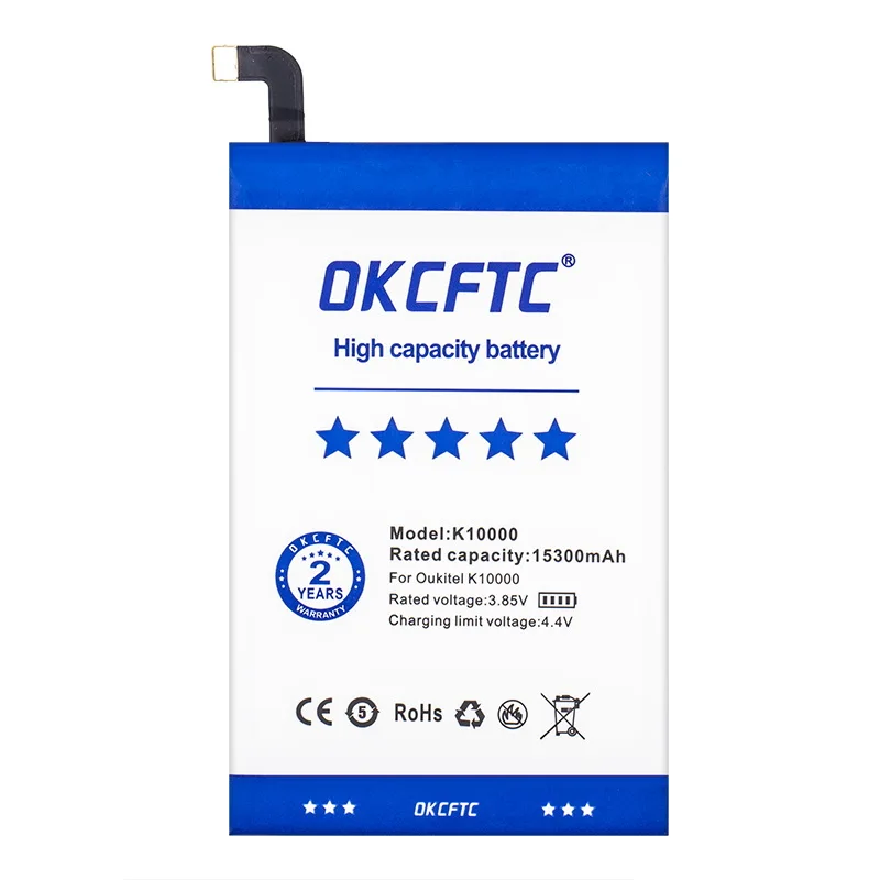 OKCFTC Eredeti 15300mAh K 10000 Akkumulátor Oukitel K10000 Telefon Magas Minőségű +nyomon Követési Számot