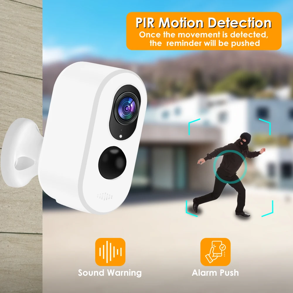 Tuya Kamera WiFi Szabadtéri 3MP Vezeték nélküli CCTV Megfigyelő Kamera PIR Mozgásérzékelő éjjellátó Biztonsági IP Kamera Akkumulátor