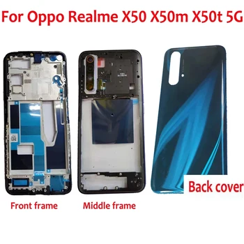 Eredeti LTPro Az Oppo Realme X50 X50m X50t 5G LCD Elülső Előlap Középső keret Vissza az akkumulátorfedelet Ajtó Ház Ügyben Hátsó Üveg Fedél