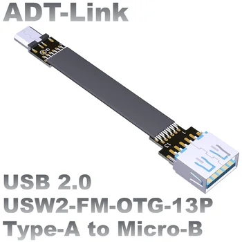 OTG USB 2.0 Micro B Típusú Férfi-Nő Fel Lefelé Dupla Szögletes Csatlakozó Lapos Kábel Micro-B USB2.0 FPC FPV Hosszabbító Kábel