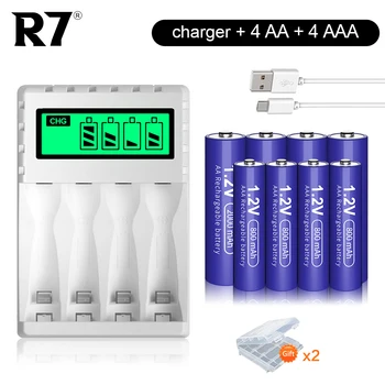 R7 AAA pedig AA Újratölthető Akkumulátor 1.2 V NIMH 2A 3A elem aa aaa Akkumulátor+ LCD 1.2 V AA /AAA Töltő Intelligens, Gyors Töltés