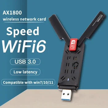 1800Mbps Wifi Antenna Wifi 6 Adapter Usb 3.0 Wi-fi Dongle 802.11 ax kétsávos, 2,4 G/5 ghz-es Wi-Fi USB-hálózati Kártya