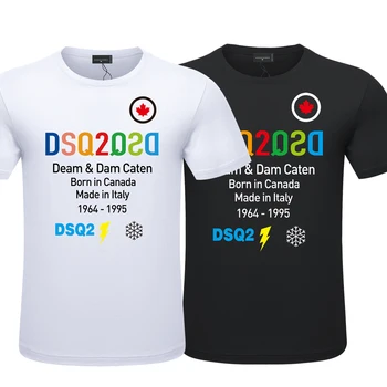 dsq2 márka DSQ2 levelet, stílus, Férfi, Női pamut póló, alkalmi O-Nyakú póló, rövid ujjú pólók T-shirt férfi